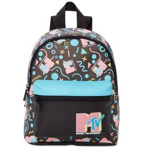 MTV Women's Faux Leather Black 11.5" Mini Backpack